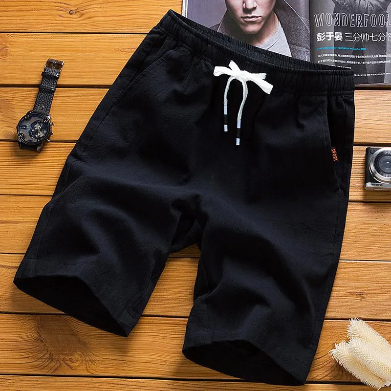 Men Cotton Shorts Summer knee length Loose Casual Trendy Korean Slim Look Straight Pants Beach Shorts