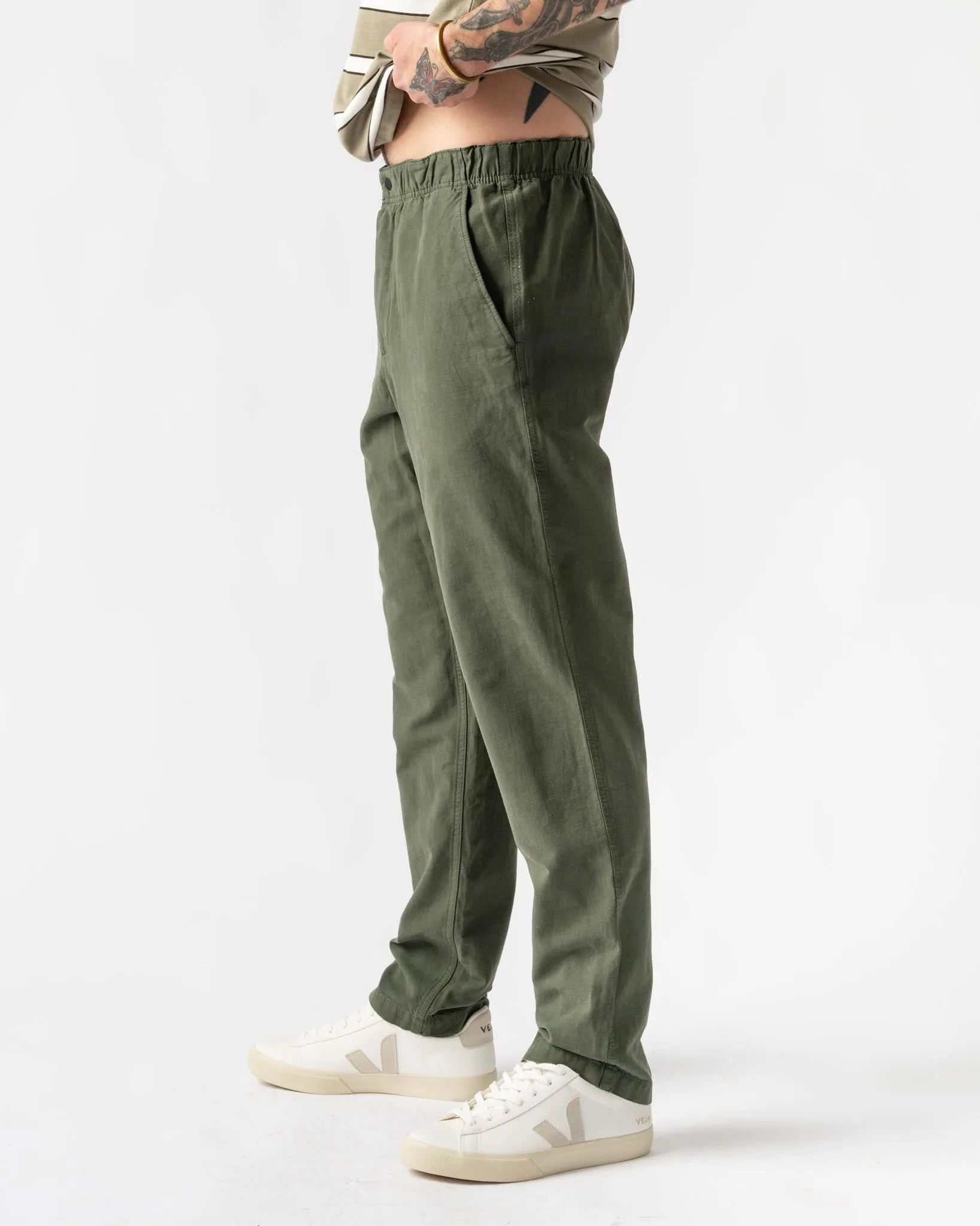 Norse Projects Ezra Relaxed Cotton Linen Trouser in Spruce Green