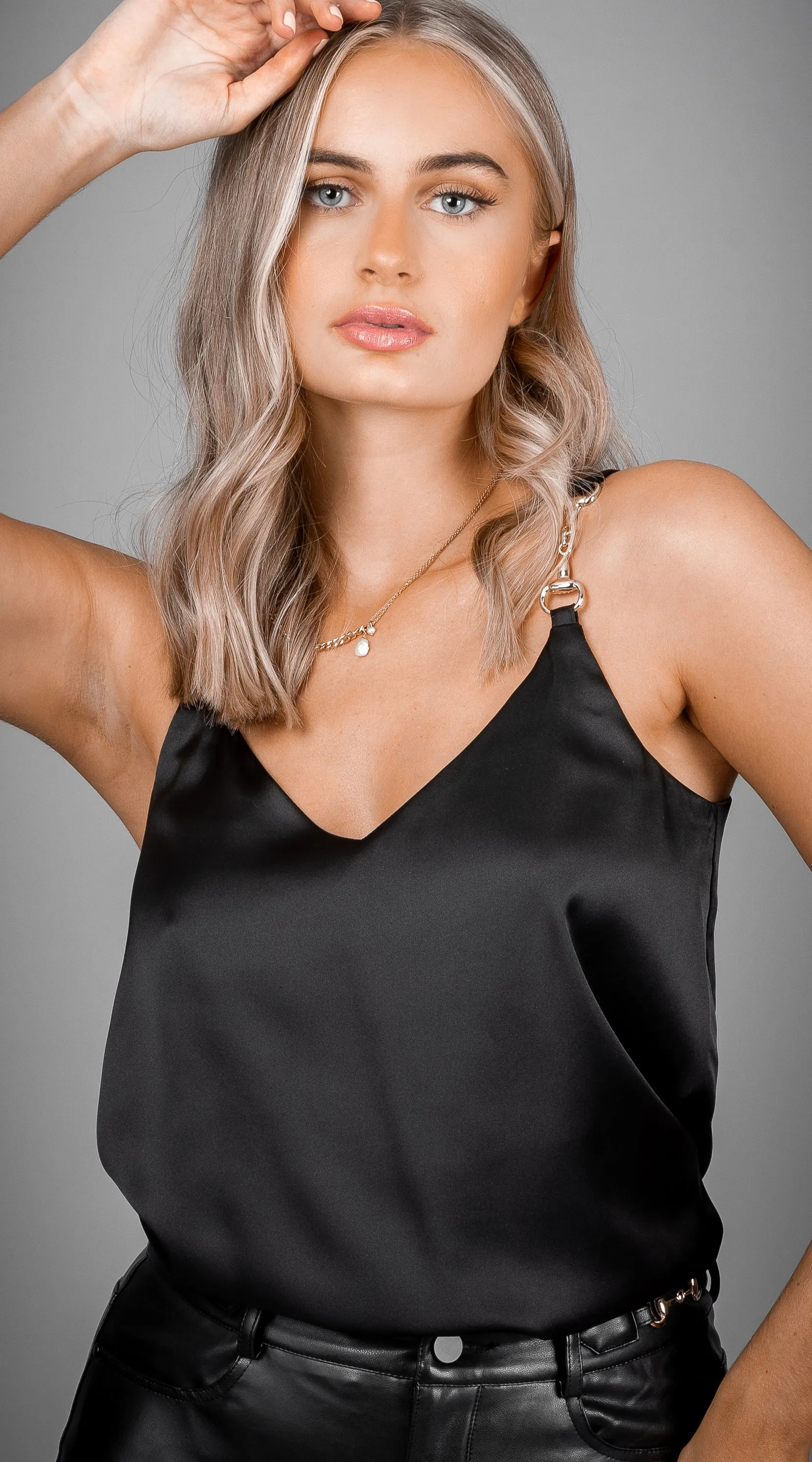 OUTLET Anais Satin Camisole - Black
