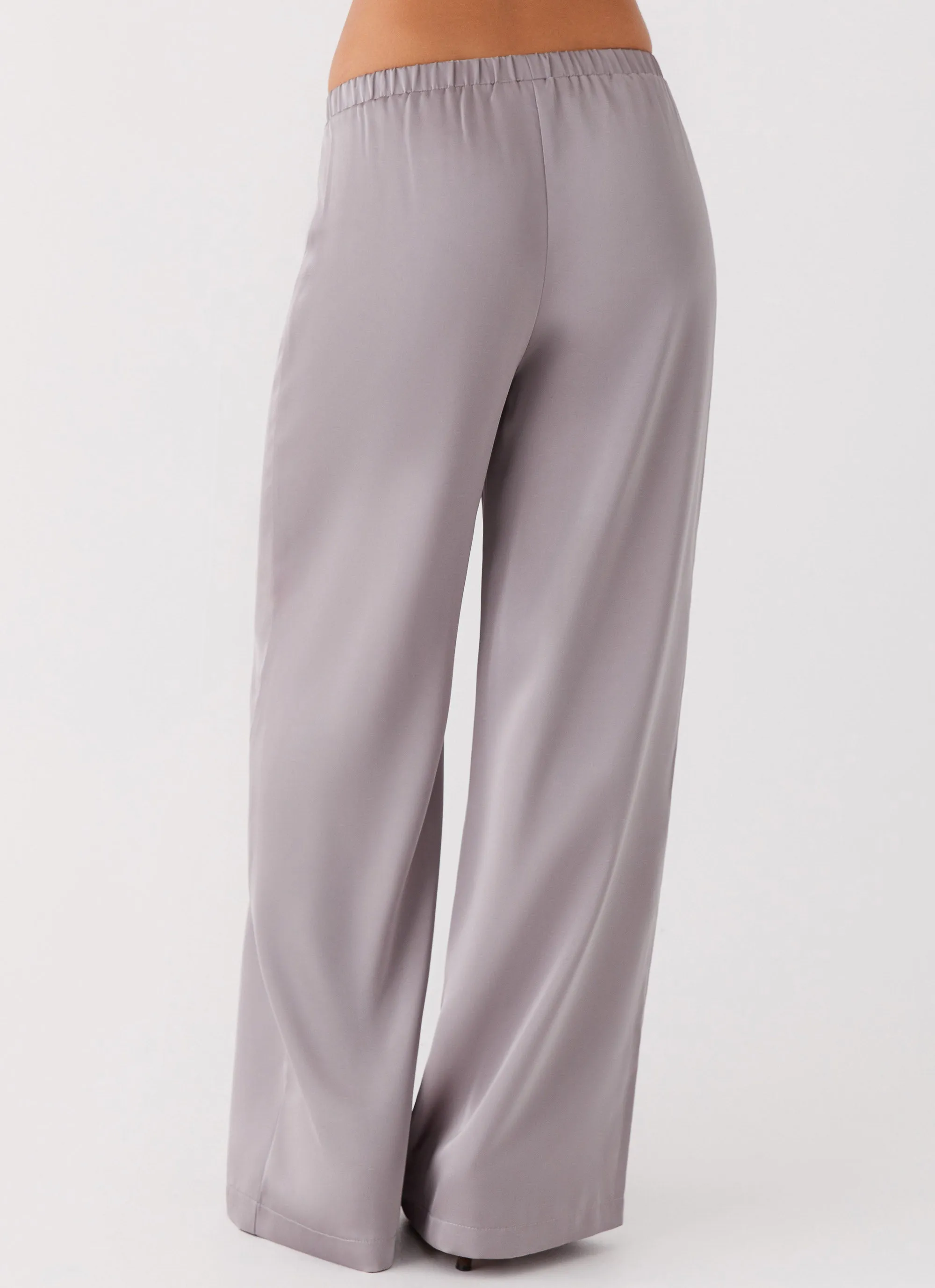 Palm Cove Satin Pants - Grey