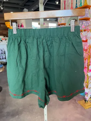 Peach Love Green Bow Trim Pajama Shorts