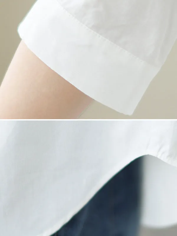 Printed Half Sleeves Loose Lapel Blouses&shirts Tops