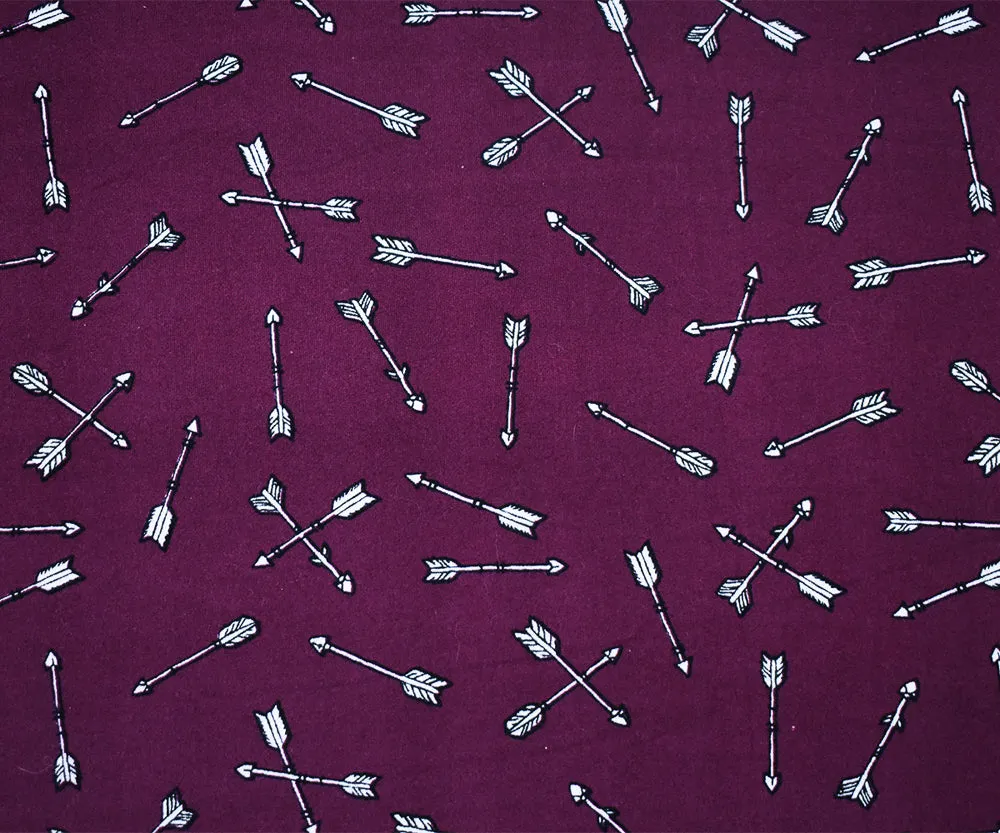 Purple-White Arrow Printed Poly Stretch Double Brushed Jersey Knit Fabric