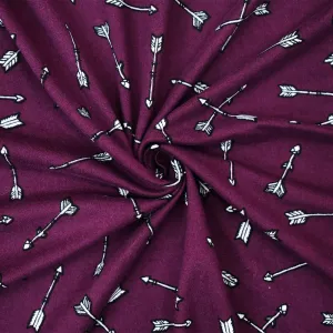 Purple-White Arrow Printed Poly Stretch Double Brushed Jersey Knit Fabric