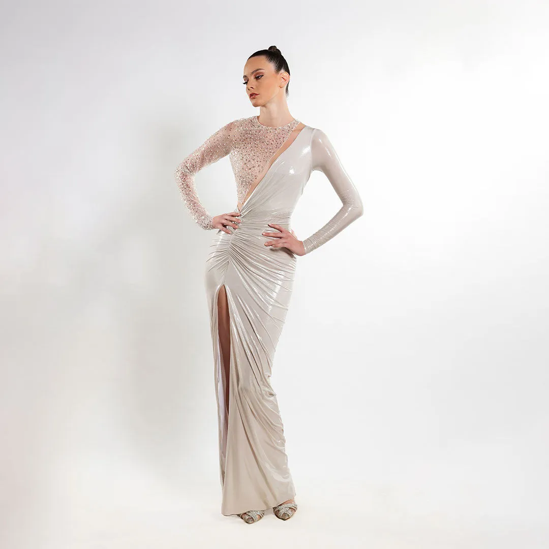 Radiant Chrome Elegance Dress