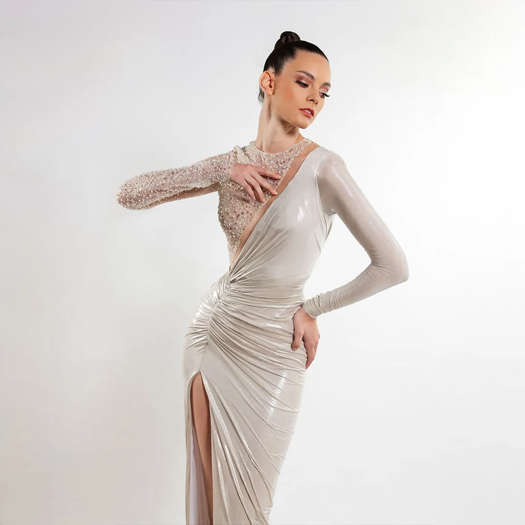 Radiant Chrome Elegance Dress