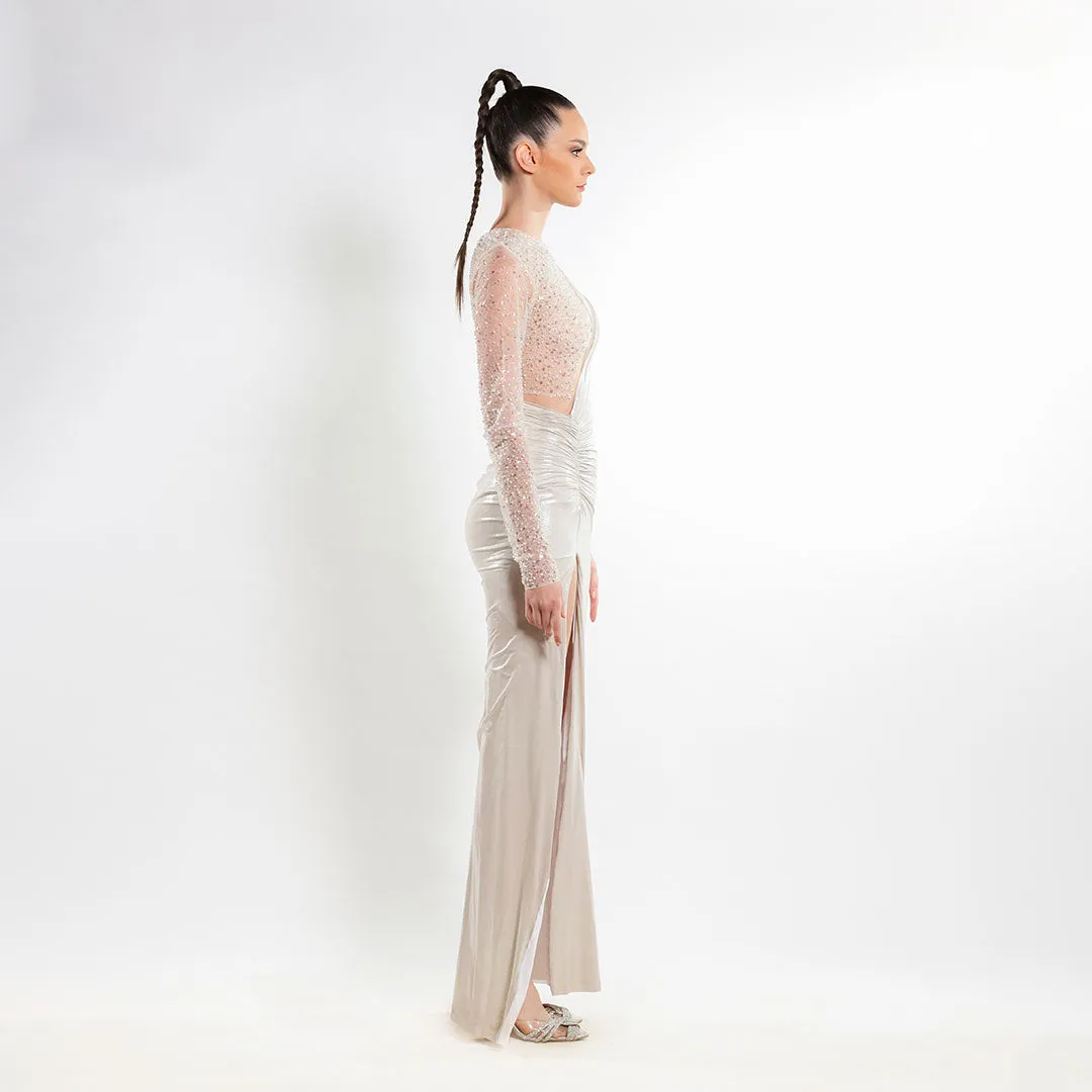 Radiant Chrome Elegance Dress