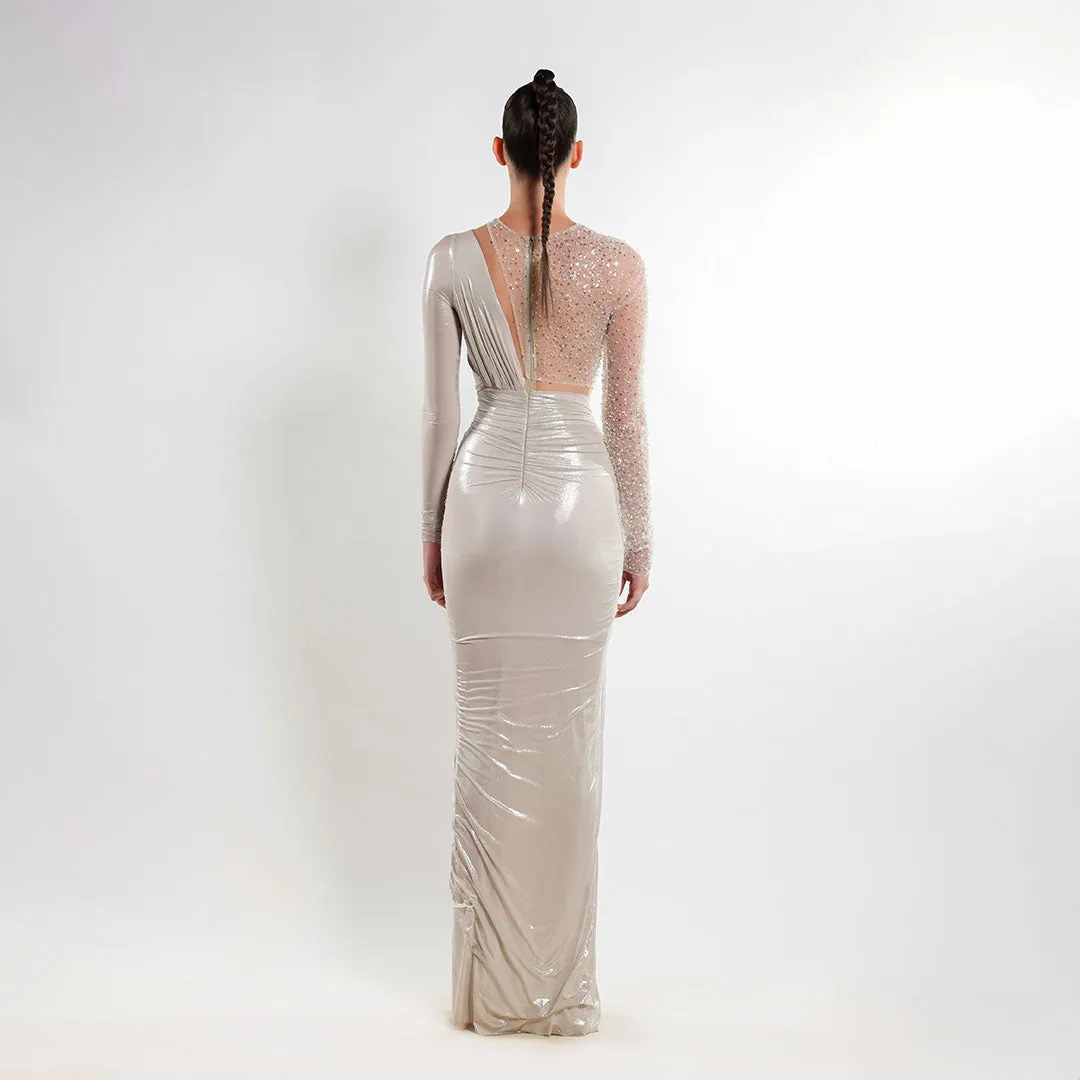 Radiant Chrome Elegance Dress
