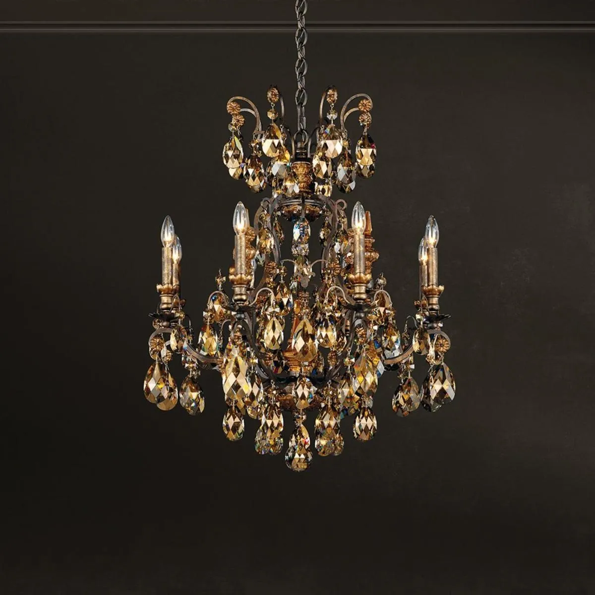 Renaissance 8 Light French Gold Chandelier with Heritage Crystal