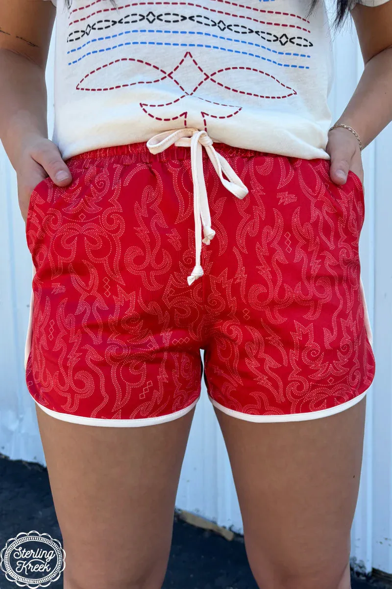 Retro Red Athletic Shorts