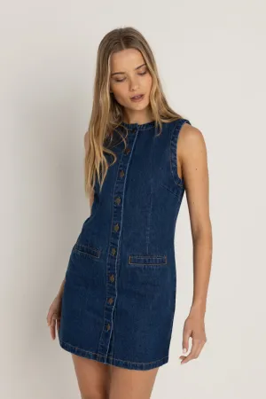 Rhythm Gia Denim Dress - BLUE WASH