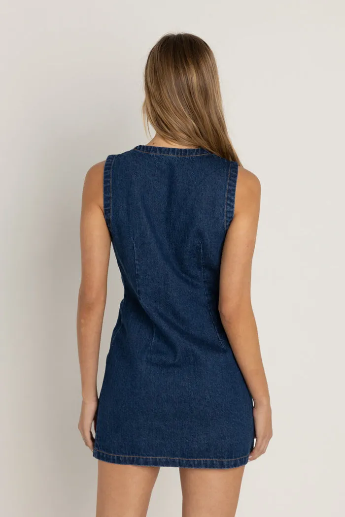 Rhythm Gia Denim Dress - BLUE WASH
