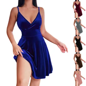 Sexy High Waist Low V-neck Graceful Backless Fashionable Evening Party Elegant Skirt