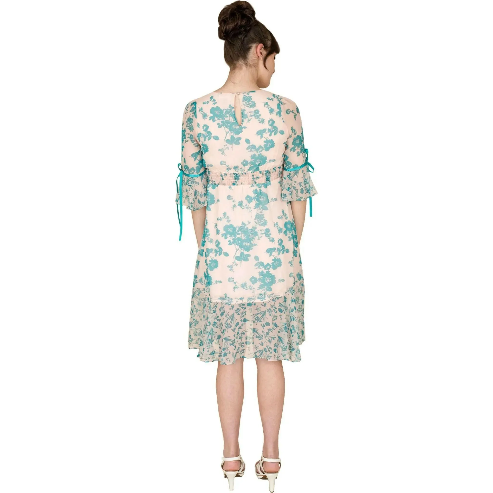 Summer Blue Floral Print Dress