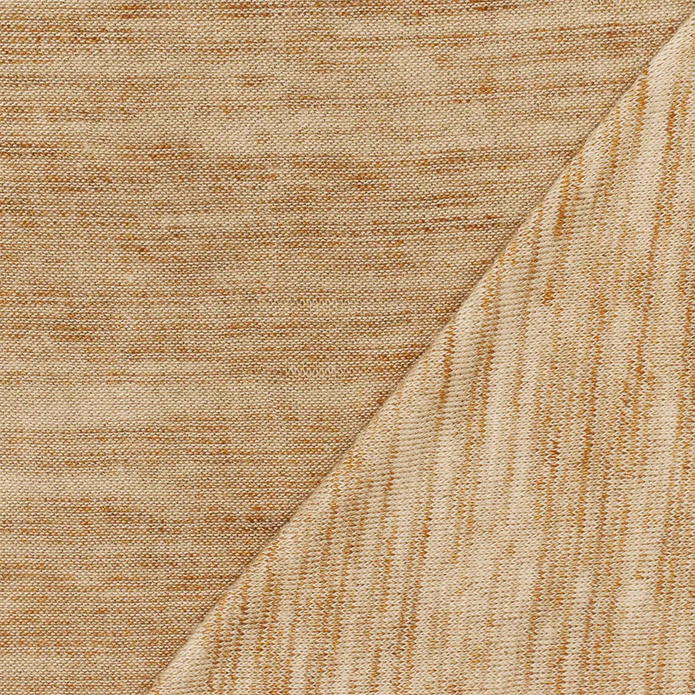Tan Beige-Ivory Slub Stretch Rayon Spandex Jersey Knit Fabric