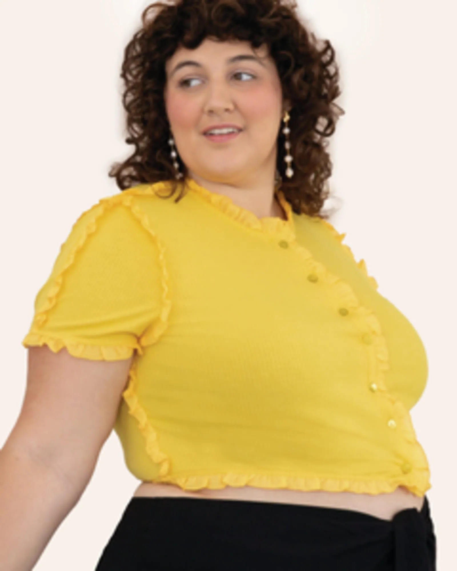 Tessa Ruffled Button-Down Blouse | Lemon