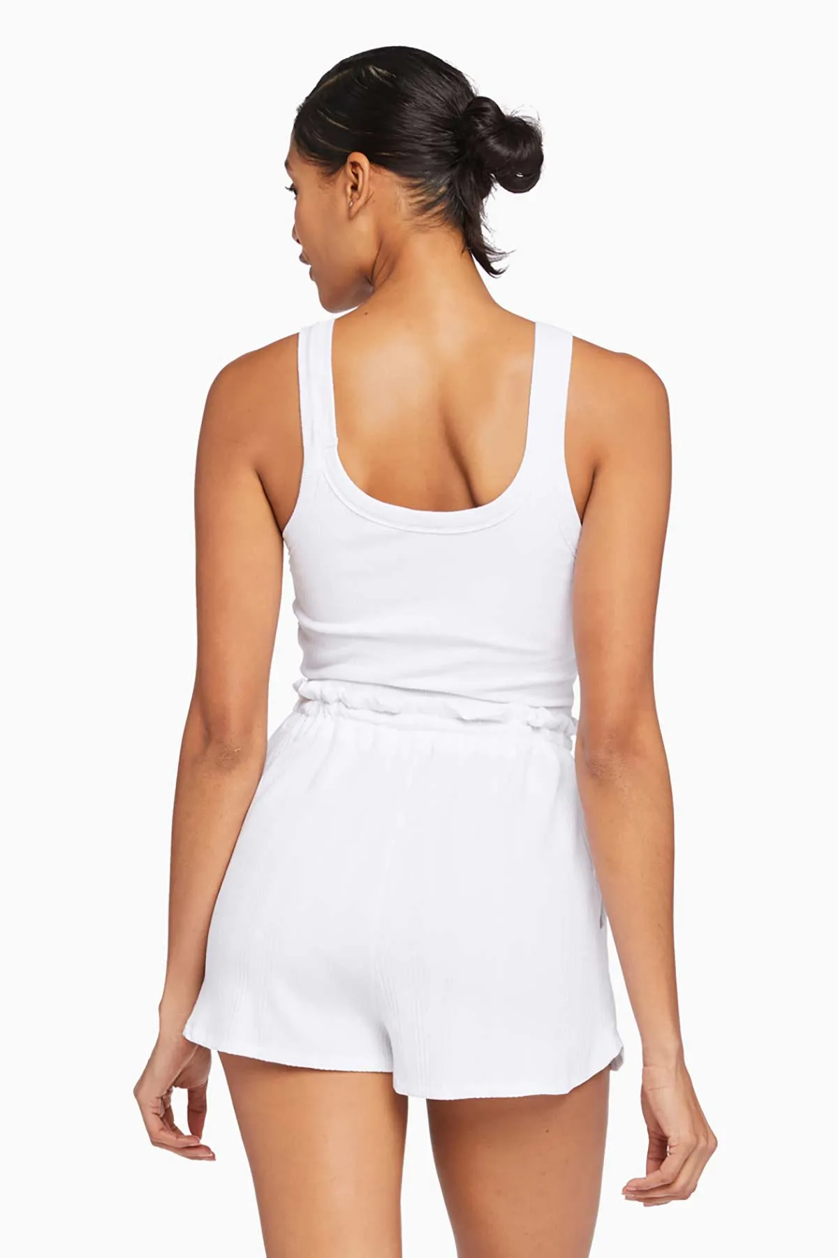 Thalia Organic Rib Shorts - White Organic Rib