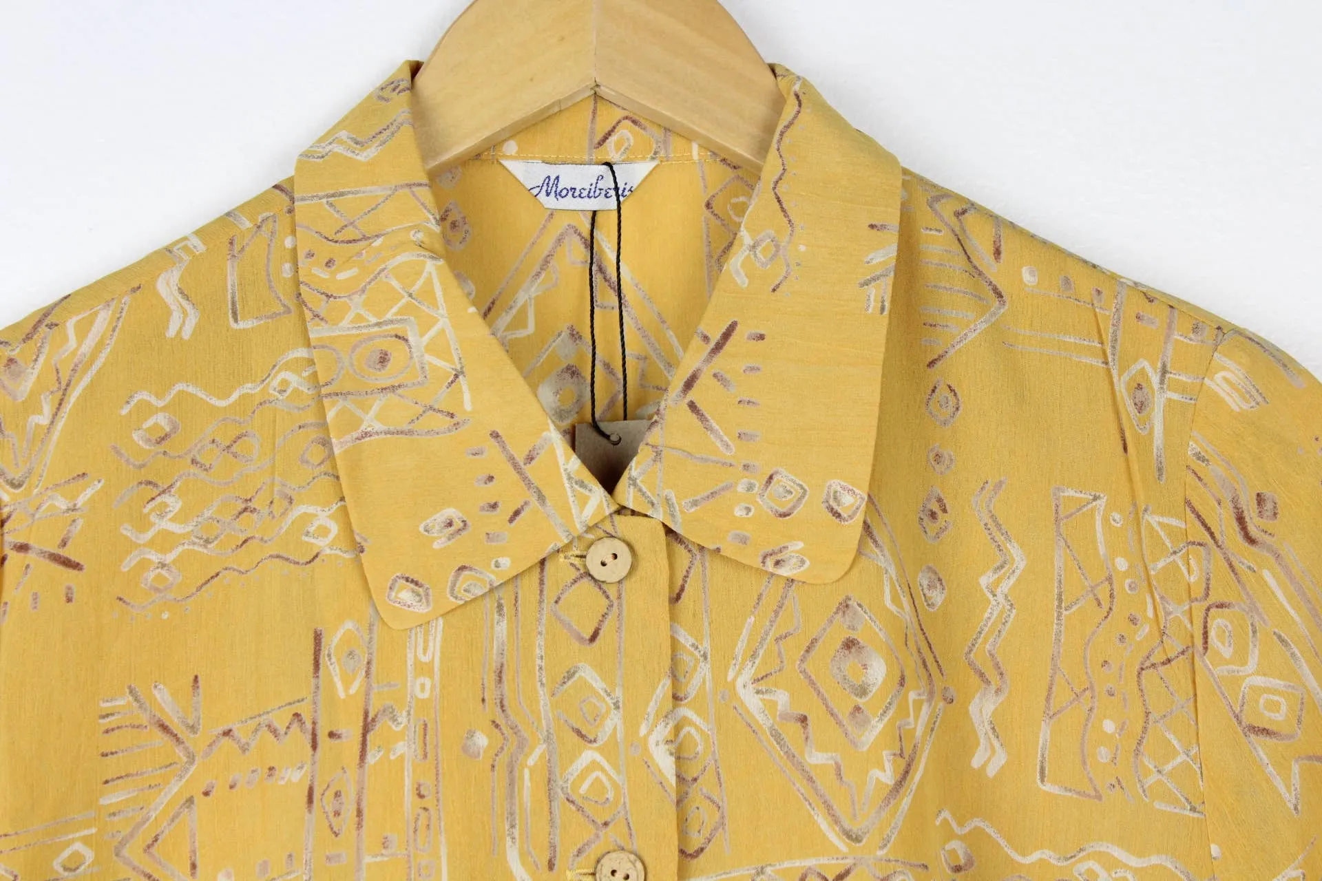 Vintage Short-Sleeve Button Up Blouse - Original Length