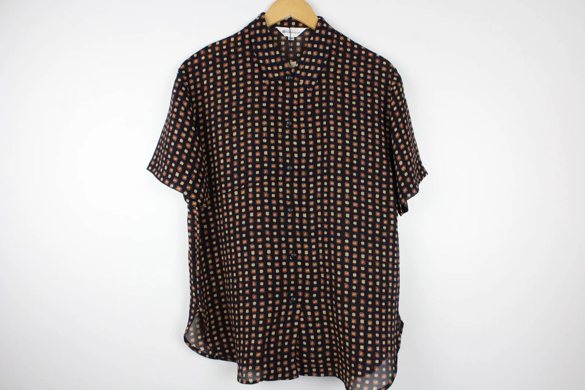 Vintage Short-Sleeve Button Up Blouse - Original Length