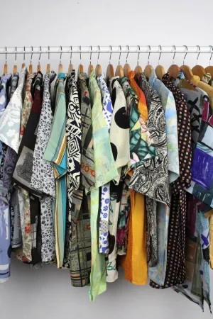 Vintage Short-Sleeve Button Up Blouse - Original Length
