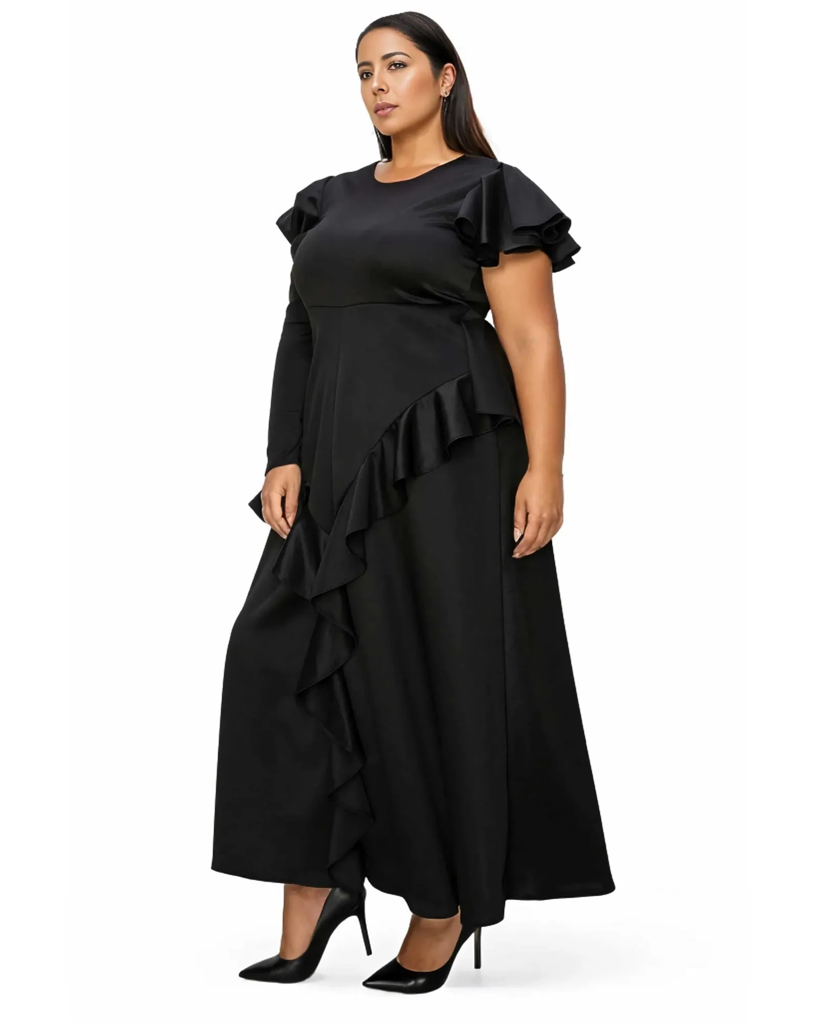 Vivienne Ruffled Maxi Dress | Black