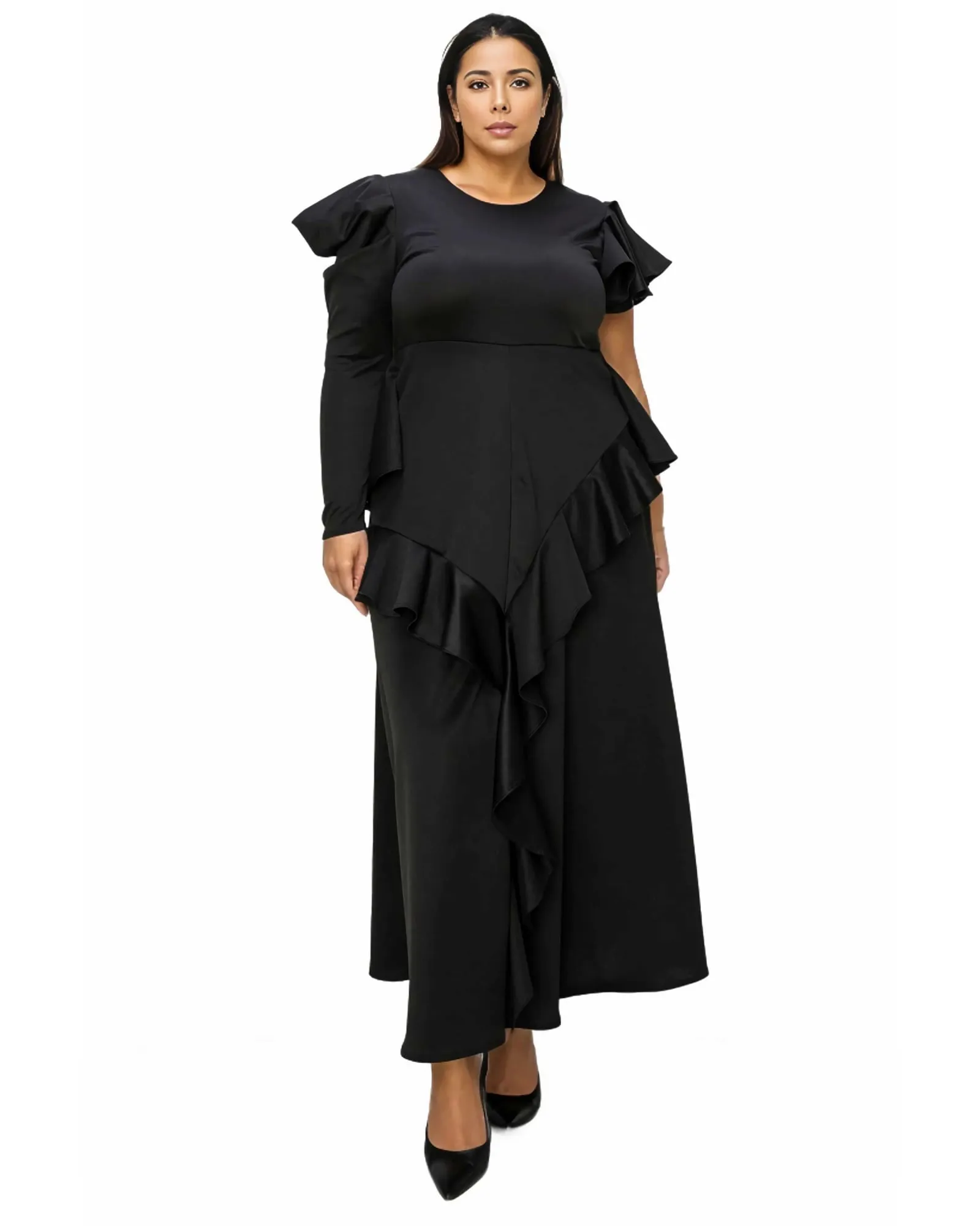 Vivienne Ruffled Maxi Dress | Black